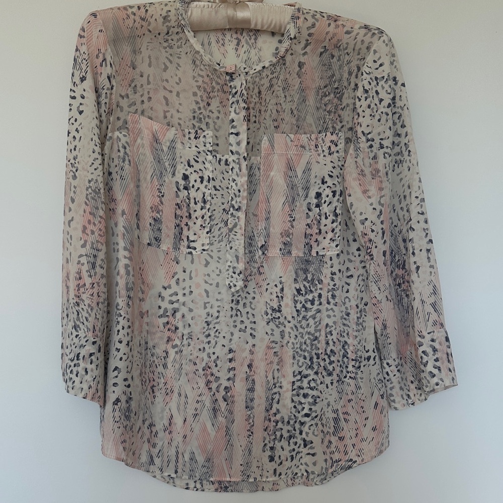 Rebecca Taylor animal print silk Blouse - Pink and Gray